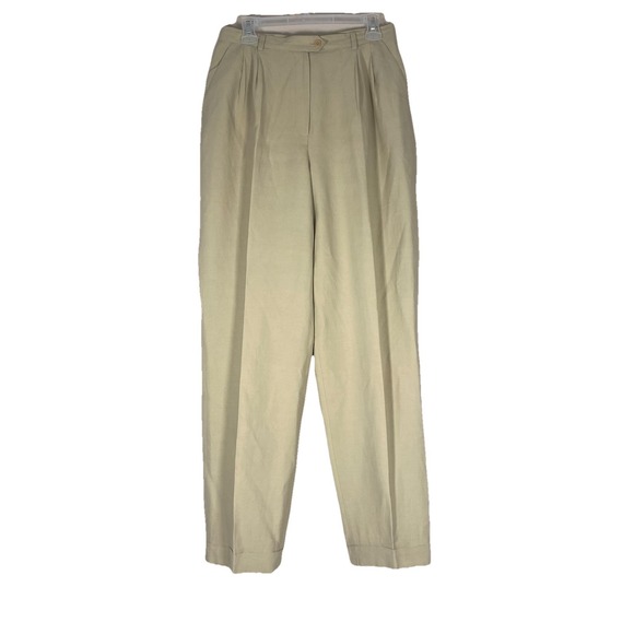 Lauren Ralph Lauren Sz 12 Silk Linen Blend Lined Wide Leg Casual‎ Pants Beige - Picture 1 of 10